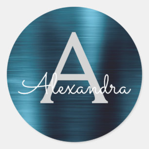 ブルーフォイルガーリーメタリモノグラムのック結婚ス ラウンドシール