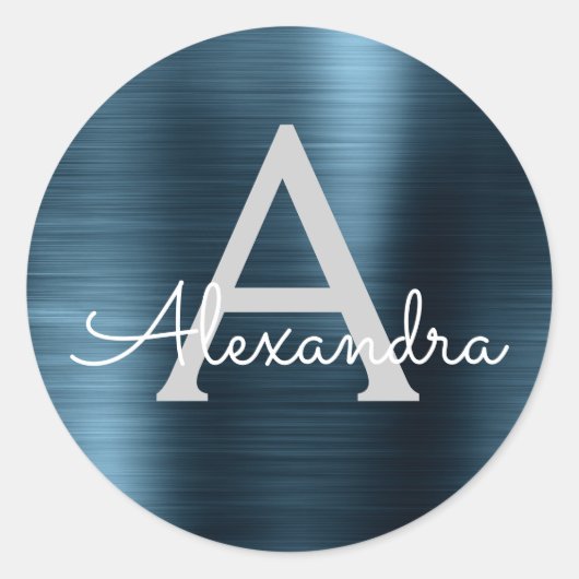 ブルーフォイルガーリーメタリモノグラムのック結婚ス ラウンドシール (正面)