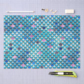 ブルーフォイルグラデーション&金ゴールドグリッターマーメイドはかりで測 薄葉紙 (クラフト)