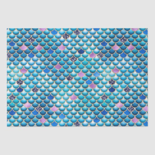 ブルーフォイルグラデーション&金ゴールドグリッターマーメイドはかりで測 薄葉紙 (正面)