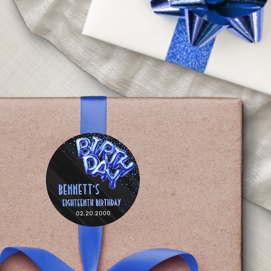 ブルーフォイルバルーン誕生日 ラウンドシール