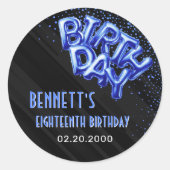 ブルーフォイルバルーン誕生日 ラウンドシール (正面)