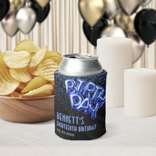 ブルーフォイルバルーン誕生日 缶クーラー
