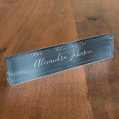 ブルーフォイル金属モダンプロフェッショナル デスクネームプレート (側面)