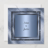 ブルーフォイル金属箔積層エレガントな結婚式 招待状 (正面)