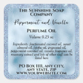 ブルーフォイル&グリッター香水ローラーボトルラベル スクエアシール (正面)