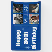 ブルーフォトカッコいいコラージュ時代誕生日 横断幕 (縦)