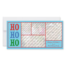 ブルーフォトクリスマスカード(カスタム文字)