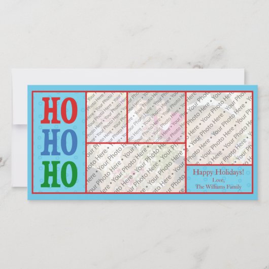 ブルーフォトクリスマスカード(カスタム文字) シーズンカード (正面)