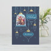 ブルーフォトコラージハッピーホリデーカード シーズンカード (スタンド正面)