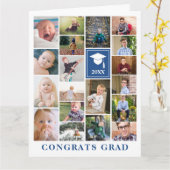 ブルーフォトコラージュおめでとうグラッドビッグカード カード (黄色い花)