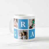 ブルーフォトコラージュじパーソナライズされたいちゃんマグ コーヒーマグカップ (正面左)