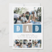 ブルーフォトコラージュ素朴タイポグラフィ父の日 カード (正面)