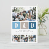 ブルーフォトコラージュ素朴タイポグラフィ父の日 カード (スタンド正面)