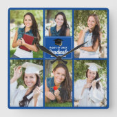 ブルーフォトコラージュ2025年カスタム卒業 スクエア壁時計 (正面)