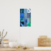 ブルーフォトコラージュ ポスター (キッチン)