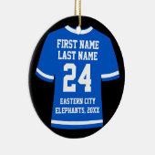 ブルーフォトサッカーサッカーホッケースポーツジャージー セラミックオーナメント (右)