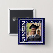 ブルーフォトサッカー卒業ボタン 缶バッジ (正面&裏面)