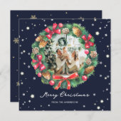 ブルーフォトスターズスノーフレークリースメリークリスマス シーズンカード (正面/裏面)