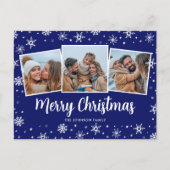 ブルーフォトスノーフレークスクリスマス シーズンポストカード (正面)