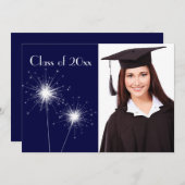 ブルーフォトスパーカー卒業招待状 招待状 (正面/裏面)