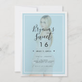 ブルーフォトティントオーバーレイモダン2ミニマル Sweet 16 招待状 (正面)