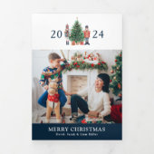 ブルーフォトトリフォールドホリデーカード 三つ折りクリスマスカード (カバー)