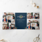 ブルーフォトトリフォールドホリデーカード 三つ折りクリスマスカード (内部)