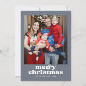 ブルーフォトファミリークリスマスカード 招待状 (正面)