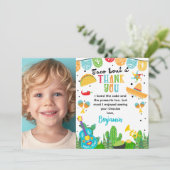 ブルーフォトフィエスタサンキュー誕生日カード 招待状 (スタンド正面)