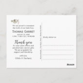 ブルーフォトフレームのハンサム誕生のお知らせ ポストカード (裏面)