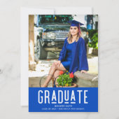 ブルーフォトモダンガールの卒業式パーティー 案内状 (正面)