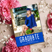 ブルーフォトモダンガールの卒業式パーティー 案内状