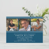 ブルーフォトモダンコラージュ卒業パーティー 招待状 (スタンド正面)