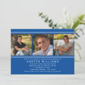 ブルーフォトモダンコラージュ卒業パーティー 招待状 (スタンド正面)