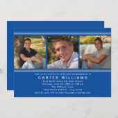 ブルーフォトモダンコラージュ卒業パーティー 招待状 (正面/裏面)