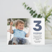 ブルーフォトモダンバースデーパーティー 招待状 (スタンド正面)