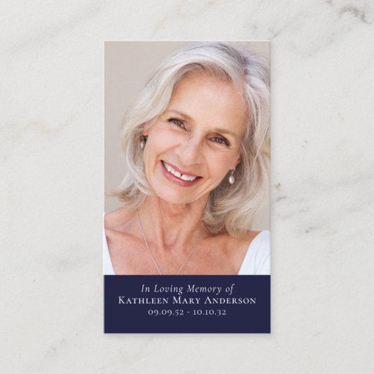 ブルーフォトモダンメモリアル祈りの言葉 コーリングカード (正面)