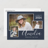 ブルーフォトモダン卒業記念パーティー ポストカード (正面/裏面)