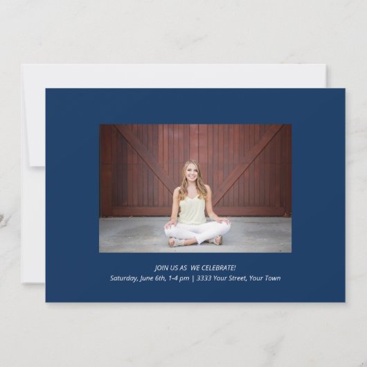 ブルーフォトモダン卒業記念パーティー 招待状 (裏面)