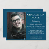 ブルーフォトモダン大学院卒業パーティー 招待状 (正面/裏面)