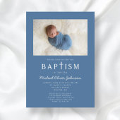 ブルーフォト宗教的クロスボーイバプテスマ 招待状