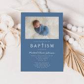 ブルーフォト宗教的クロスボーイバプテスマ 招待状