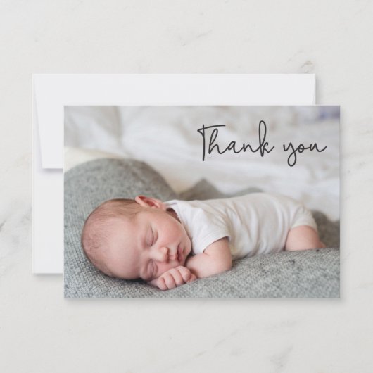ブルーフォト男の赤ちゃんシャワスタイリッシューサンキュー サンキューカード (正面)