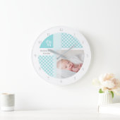 ブルーフォト誕生メメントジンガム足跡 ラージ壁時計 (ホーム)