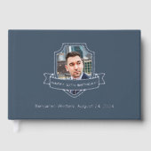 ブルーフォト誕生日のシルバーフォイルシールド ゲストブック (正面)