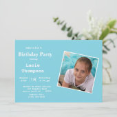 ブルーフォト誕生日招待状 招待状 (スタンド正面)