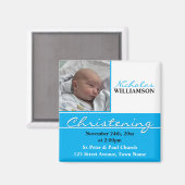 ブルーフォト《キリスト教》洗礼式や命名式またはバプテスマ招待状 マグネット (正面/裏面)