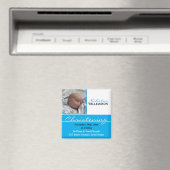 ブルーフォト《キリスト教》洗礼式や命名式またはバプテスマ招待状 マグネット (インサイチュ (食洗機))