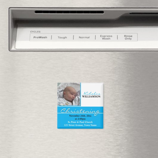 ブルーフォト《キリスト教》洗礼式や命名式またはバプテスマ招待状 マグネット (インサイチュ (食洗機))